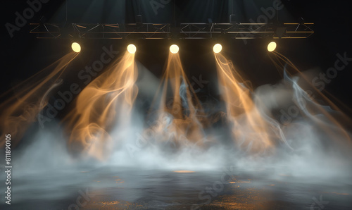 Dramatic Stage Lighting Through Misty Ambiance