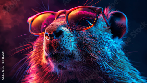 Funky Groundhog in Pop Art Illustration photo