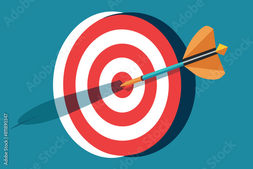 Arrow strikes the center bullseye of a colorful archery target