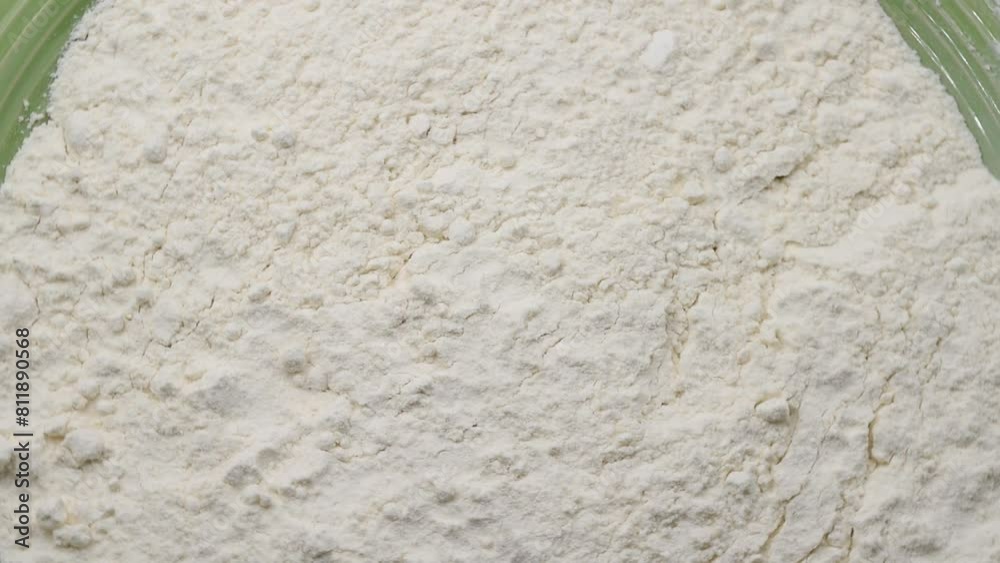 pile of type 00 wheat flour,mucchio di farina di grano tipo 00,macro close-up,rotating video