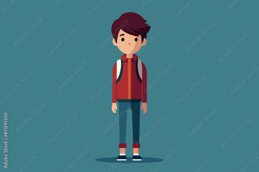 A man standing upright with a backpack on his back A man standing upright with a backpack on his back