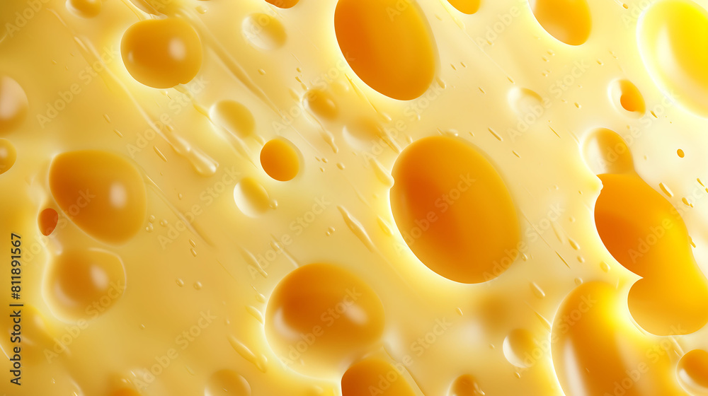Close-Up Texture of Swiss Cheese with Sunlit Holes Close-Up Texture of Swiss Cheese with Sunlit Holes