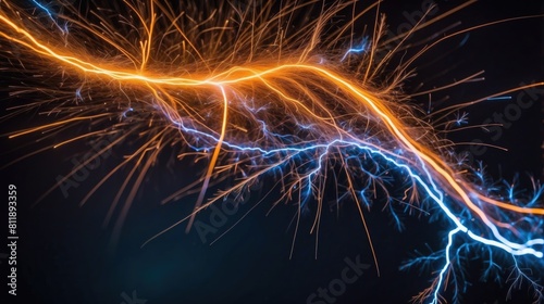 Electric abstract sparks background with lightning 