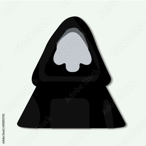 skull death in a black cloak flat vector illustration 