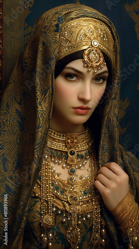 a princess in a traditional dress gold crown in head