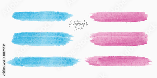 Realistic watercolor brush strokes set Colorful  patch background vector