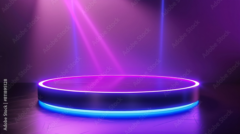 Futuristic Neon-lit Circular Podium for High-End Product Display