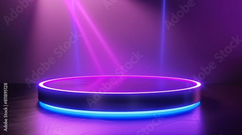 Futuristic Neon-lit Circular Podium for High-End Product Display