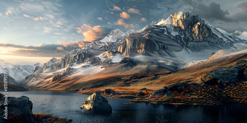 Radiant Sun Illuminating Mountain Valley 3d Rendered Background
