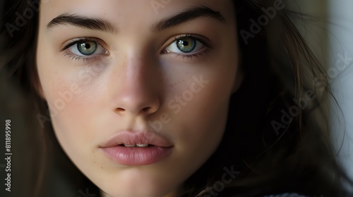 Closeup portrait of a young woman with central heterochromia