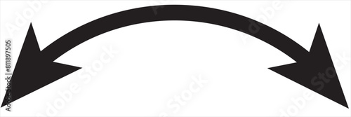 Curved  Double  arrow icon vector. Arrow pointer icon sign symbol in trendy flat style. Arrow vector icon illustration isolated on white and black background. EPS 10/AI