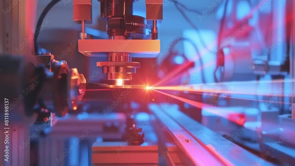 Laser cutter in action, creating precise cuts on metal. Orange glow and dynamic light effects highlight the power and accuracy of laser technology in industrial manufacturing and fabrication processes Laser cutter in action, creating precise cuts on metal. Orange glow and dynamic light effects highlight the power and accuracy of laser technology in industrial manufacturing and fabrication processes