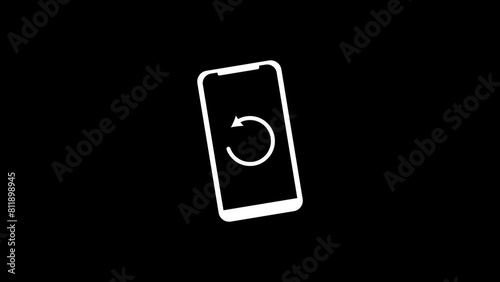 Device rotation sign. Flip the Gadget. Smart phone. Rotate concept, turning concept on black background.