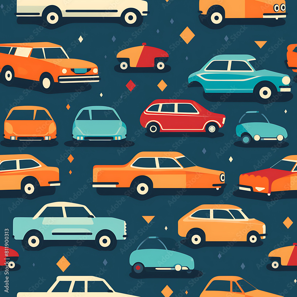 Car digital art seamless pattern, the design for apply a variety of graphic works Car digital art seamless pattern, the design for apply a variety of graphic works