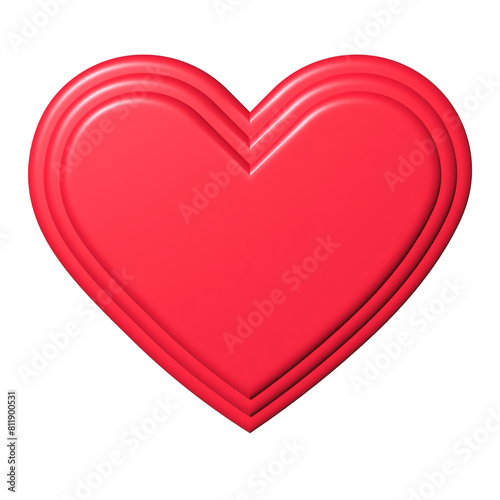 3D heart.3 layers red heart.Love symbol.Valentine icon.