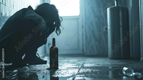 A person experiencing a crisis due to prolonged drug and alcohol abuse delving into the issues of alcoholism and drug addiction in light of the International Day Against Drug Abuse photo