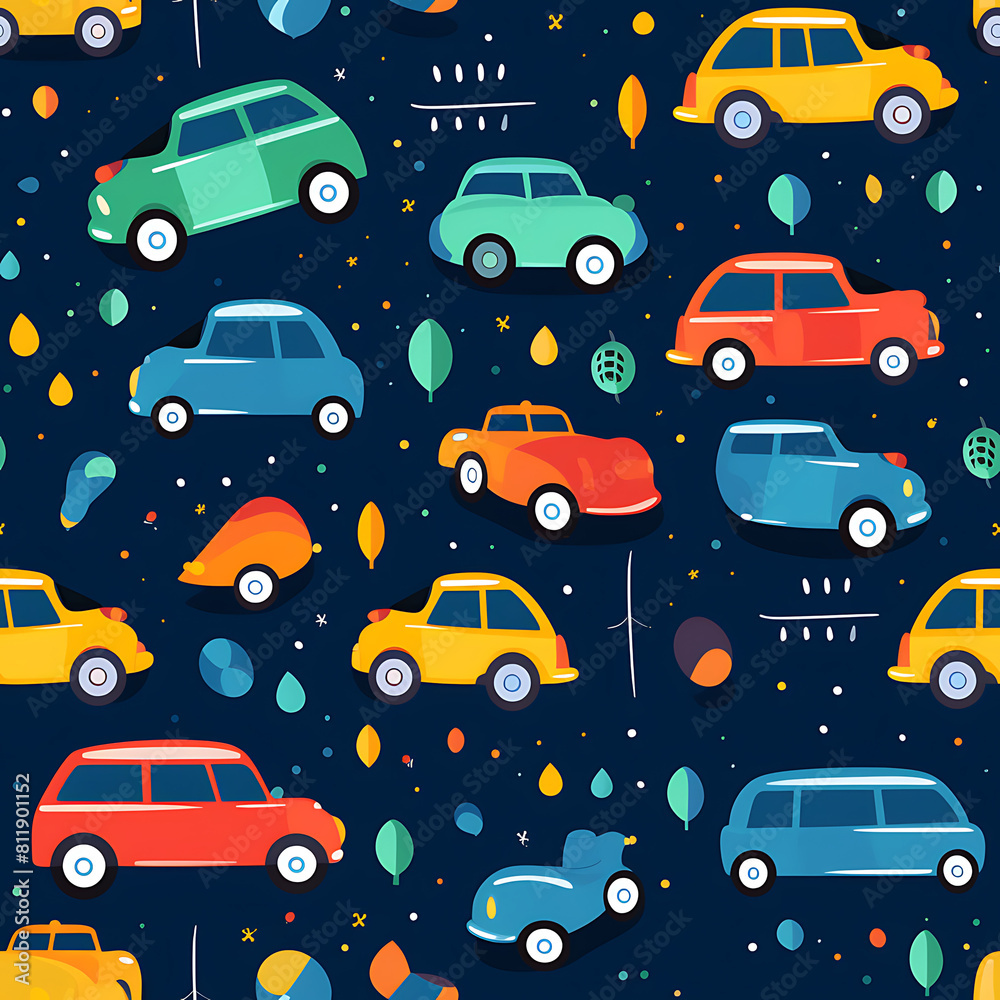 Car digital art seamless pattern, the design for apply a variety of graphic works