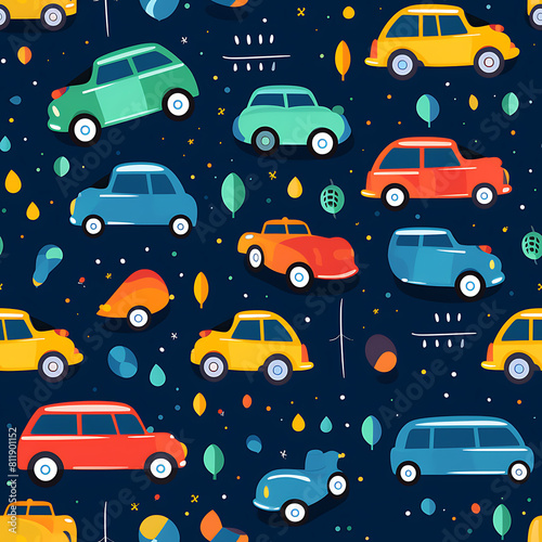 Car digital art seamless pattern, the design for apply a variety of graphic works