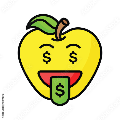 Rich emoji vector design, greedy expressions, dollar sign on tongue
