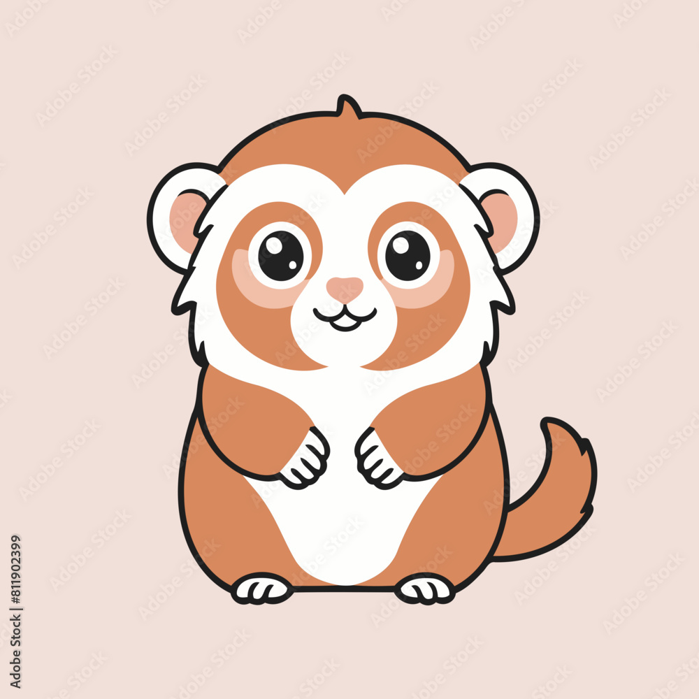 Fototapeta premium Vector illustration of an adorable Marmoset for young readers' books