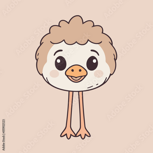 Cute vector illustration of a Ostrich for youngsters' imaginative stories