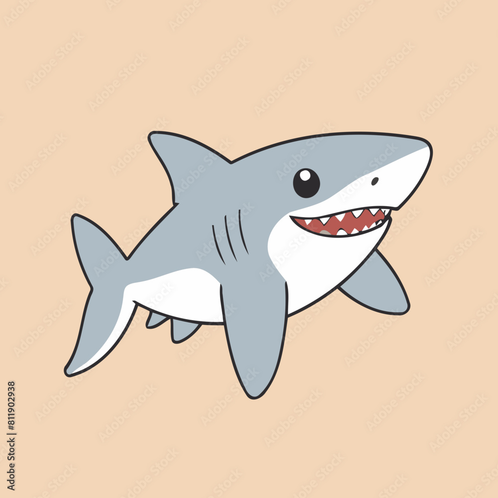 Naklejka premium Vector illustration of a cute Shark for children book