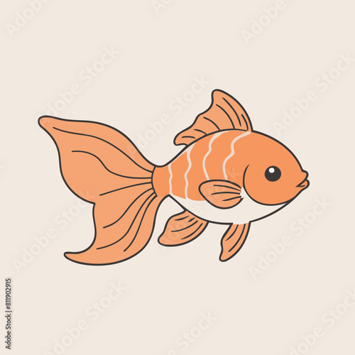 Cute Goldfish vector illustration for kids story book