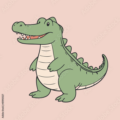 Vector illustration of a cute Alligator for children book