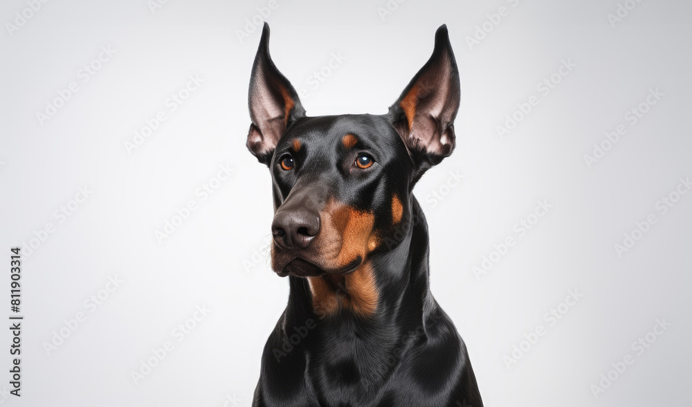 Doberman dog with standing ears