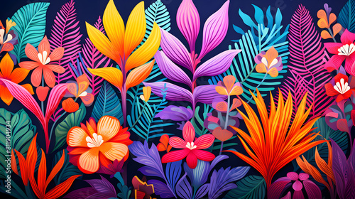 plants in the style of exotic flora and faunavector art background poster decorative painting 