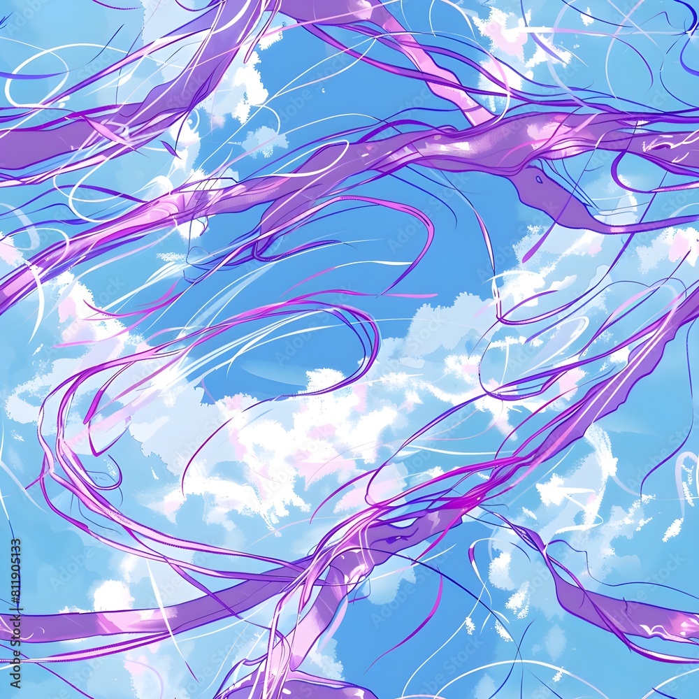 shimmering purple threads of energy, blue sky background tile seamless pattern background shimmering purple threads of energy, blue sky background tile seamless pattern background