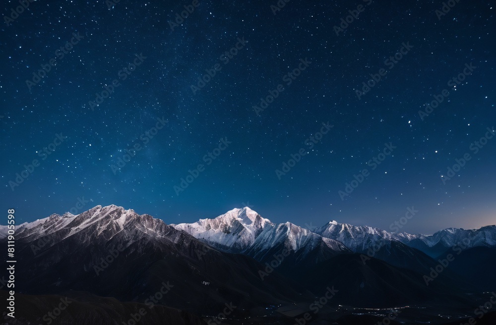 Starry sky against the background of mountains, dark sky Starry sky against the background of mountains, dark sky