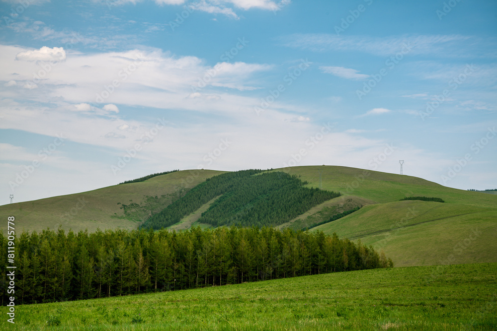 Fototapeta premium Chifeng City Keshiketeng Banner Beijiang Scenic Avenue passes through Wuxian Grassland
