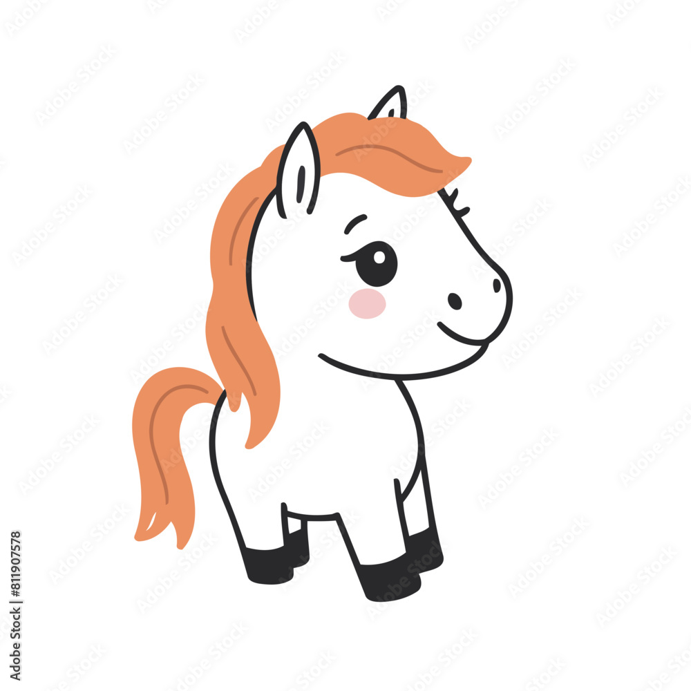Fototapeta premium Cute vector illustration of a Horse for youngsters' picture books