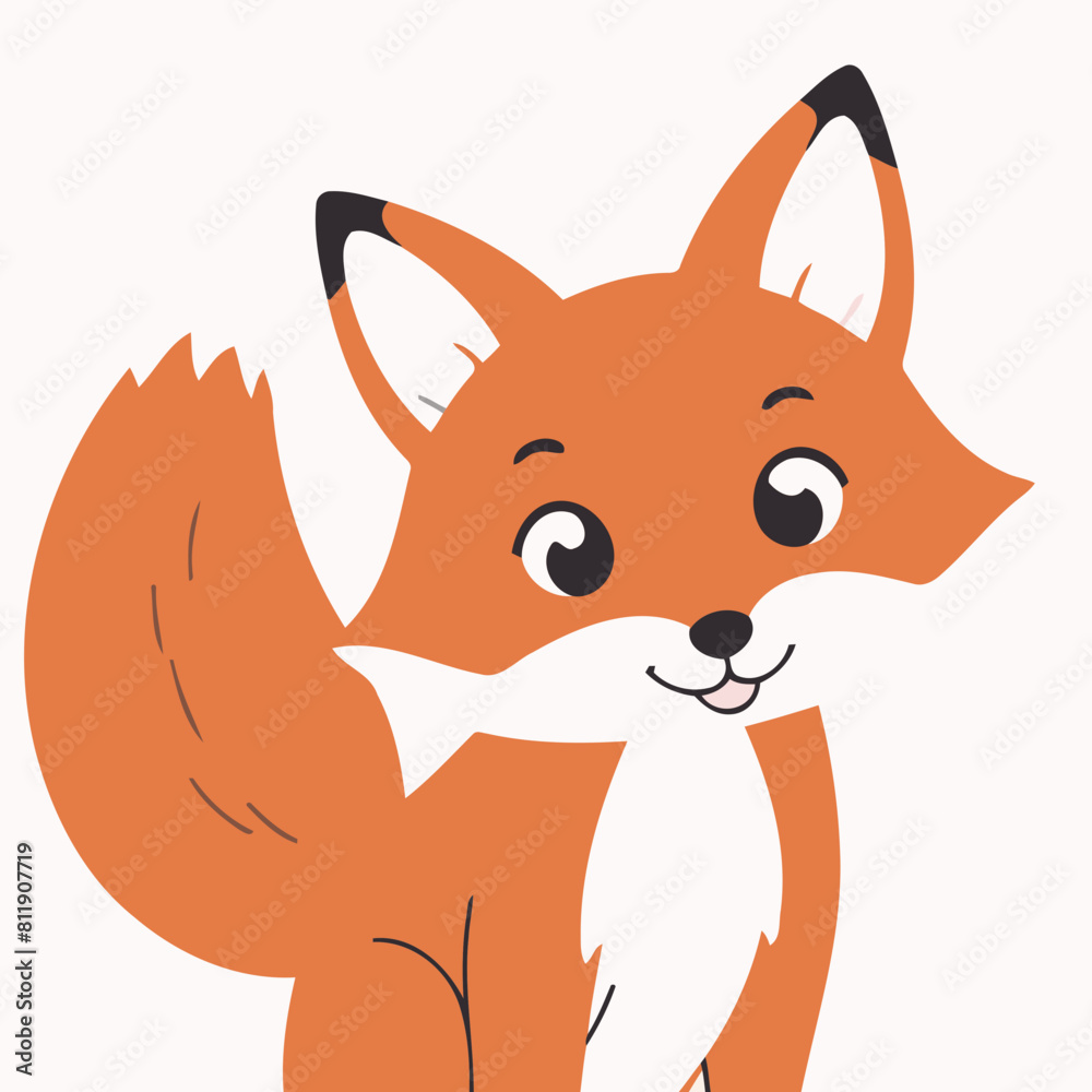 Obraz premium Vector illustration of an adorable Fox for young readers' books