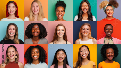 Group of Women in Front of Multicolored Background