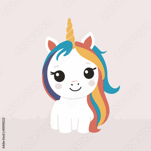 Cute vector illustration of a Unicorn for youngsters' picture books