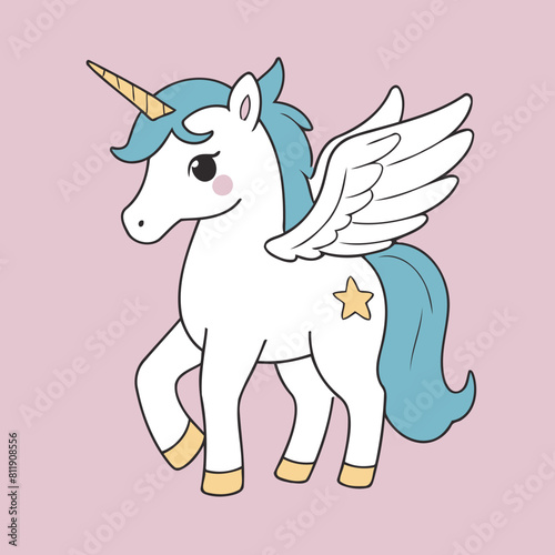 Cute vector illustration of a Unicorn for kids  reading time