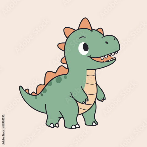  Cute vector illustration of a Dino for children story book