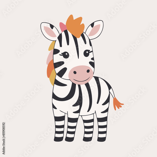 Cute vector illustration of a Zebra for kids books