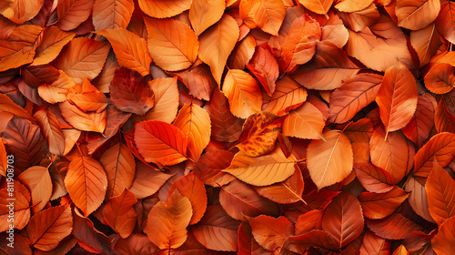 Background group autumn orange leaves.