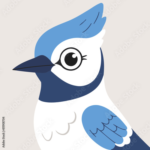Cute vector illustration of a BlueJay for early readers' delight