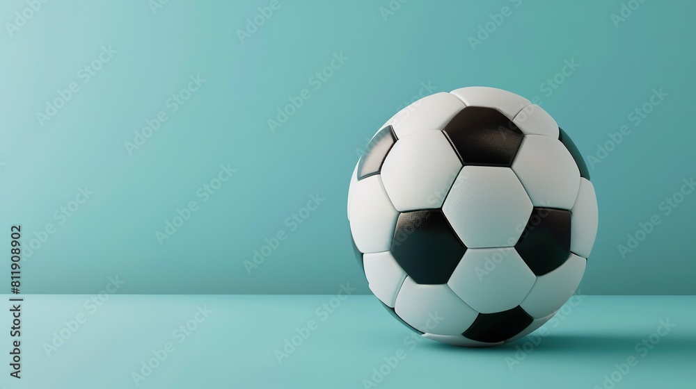 Classic black and white soccer ball on a blue background. Classic black and white soccer ball on a blue background.