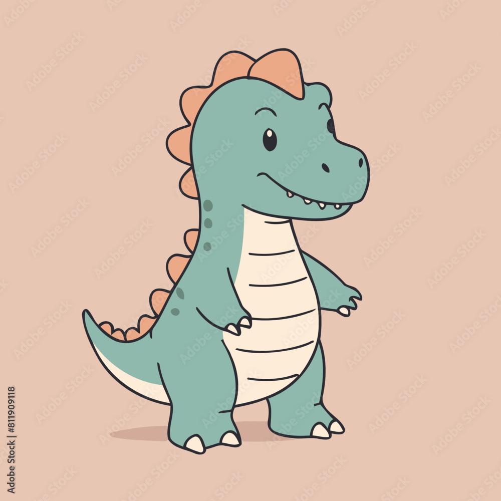 Fototapeta premium Cute vector illustration of a Dino for children's bedtime stories