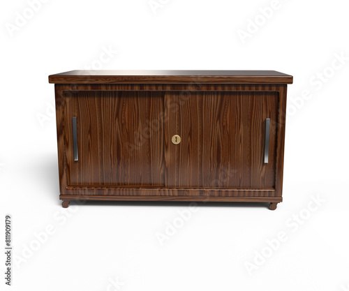 large bedside table with two doors and three drawers made of teak wood for home decoration 
