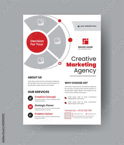 Professional Corporate Business Flayer Design. Marketing Abstract Flyer. Modern One Pager Template