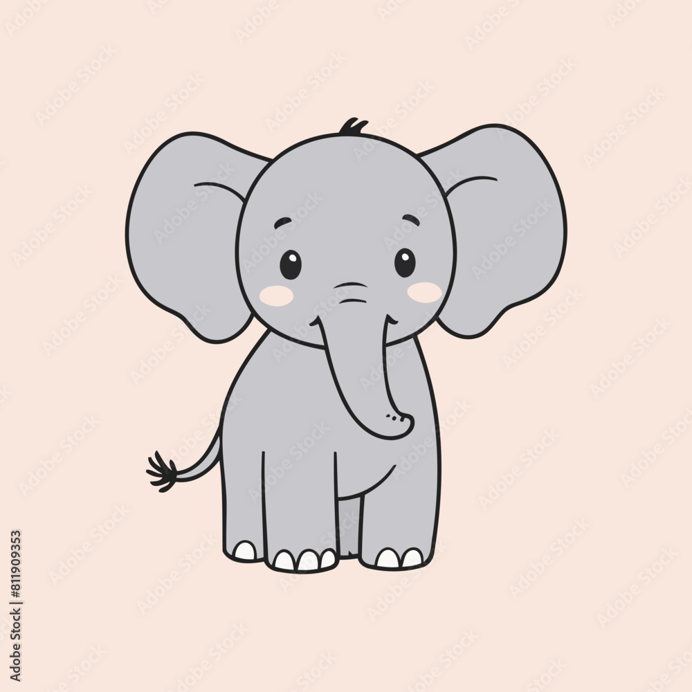 Cute Elephant for toddlers story books vector illustration