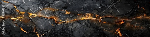 Mesmerizing Black Marble Texture with Fiery Golden Veins photo