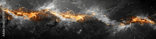 Black Marble Texture with Fiery Eruption and Stormy Apocalyptic Atmosphere in Dramatic Cinematic Style