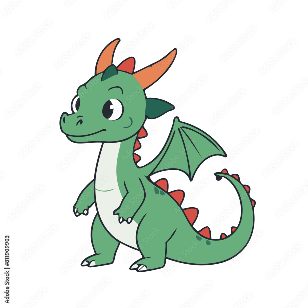 Vector illustration of a winsome Dragon for children's literature Vector illustration of a winsome Dragon for children's literature